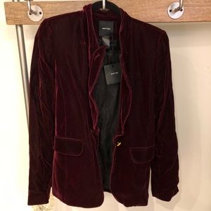 Smythe Velvet Peaked Lapel Blazer Burgandy 6